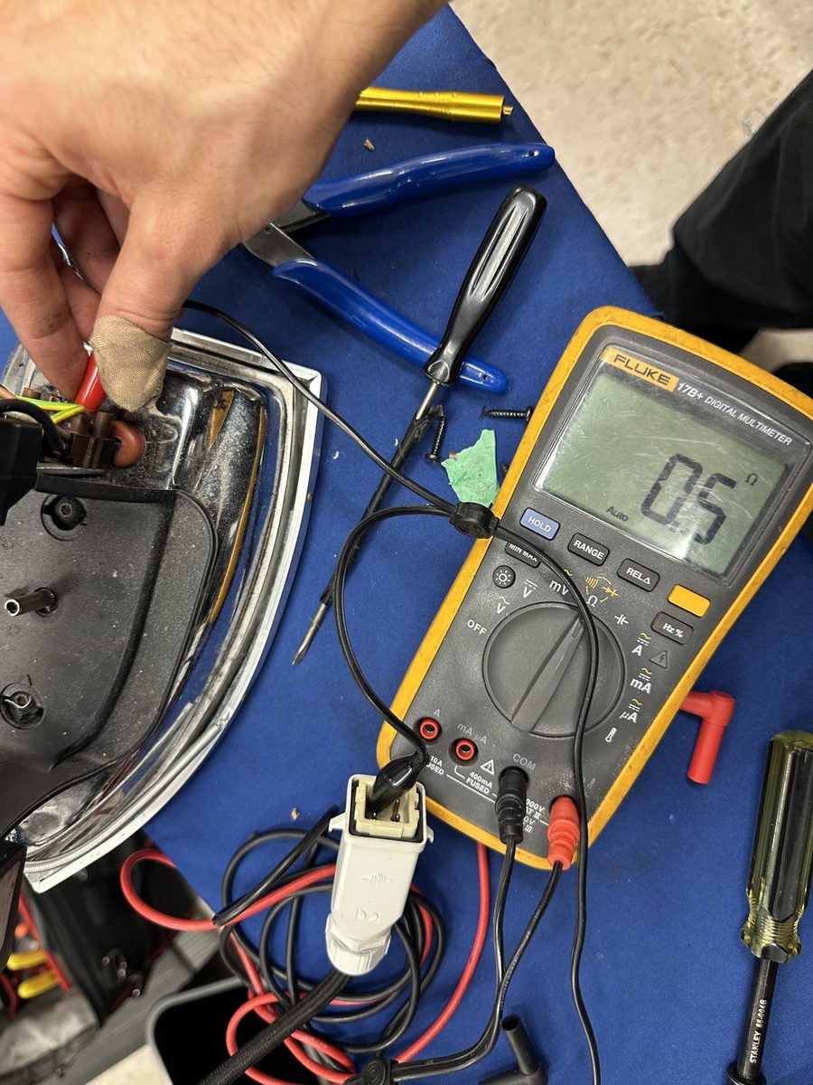 Electrical diagnostic testing on a Reliable professional steam iron